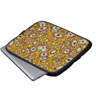 Golden Floral Mandala Boho Pattern Laptop Sleeve