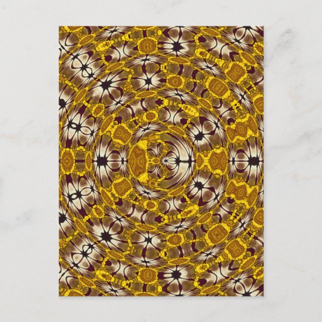 Golden Floral Mandala Boho Pattern Postcard (Front)
