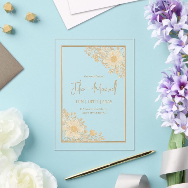 Golden Floral Minimalistic Wedding Invitation (Insitu (Wedding))