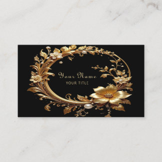 Golden Floral Ornate Frame Business Card