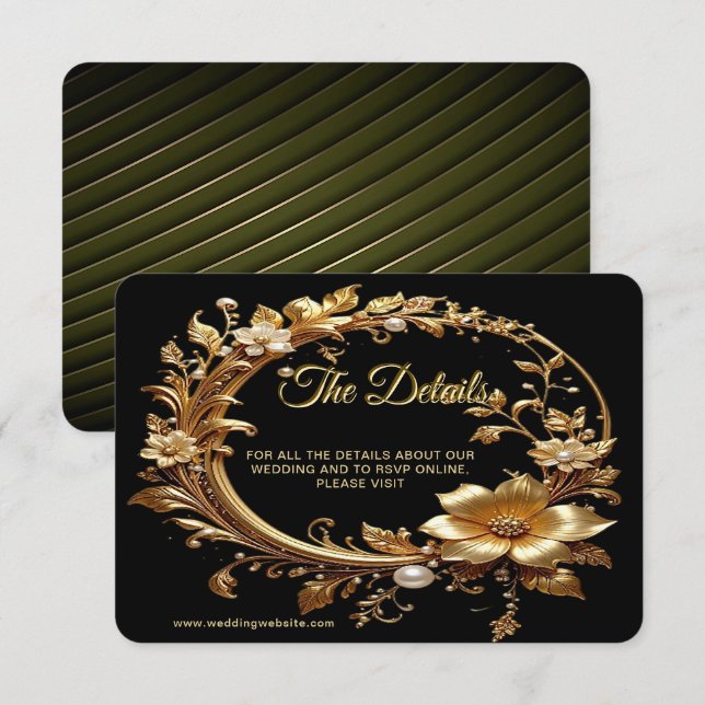 Golden Floral Ornate Frame Detail Enclosure Card (Front/Back)