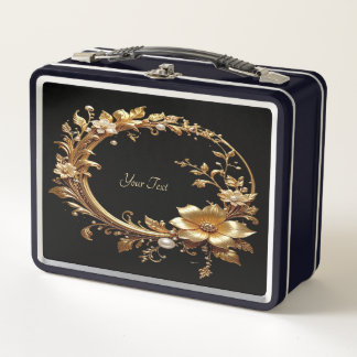 Golden Floral Ornate Frame Lunch box