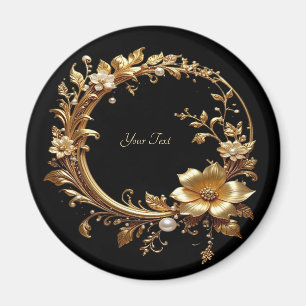Golden Floral Ornate Frame Magnet