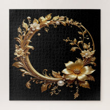 Golden Floral Ornate Jigsaw Puzzle