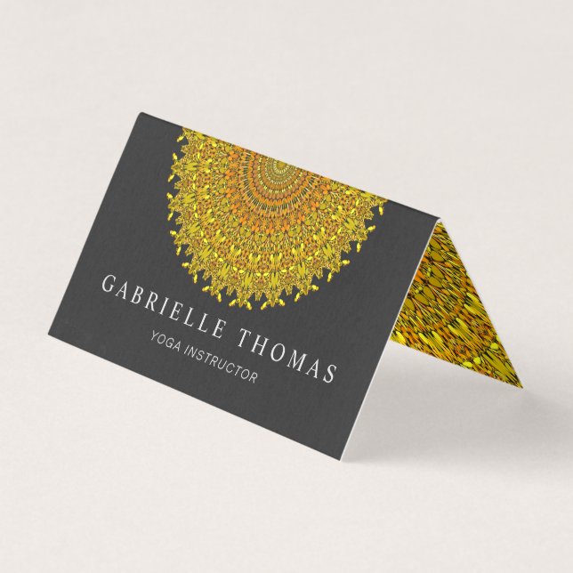 Golden Floral Ornate Mandala Business Card (Front)