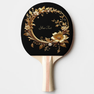 Golden Floral Ornate Ping Pong Paddle