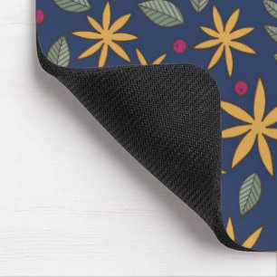 Golden Floral Pattern Botanical Design Mouse Pad