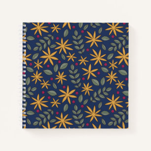 Golden Floral Pattern Botanical Design Notebook