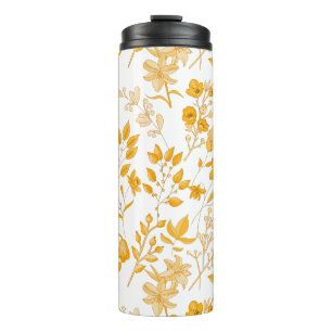Golden Floral Pattern for Autumn Thermal Tumbler