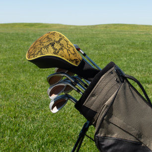 Golden Floral Pattern Oriental Flower Golf Head Cover