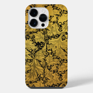 Golden Floral Pattern Oriental Flower iPhone 14 Pro Max Case