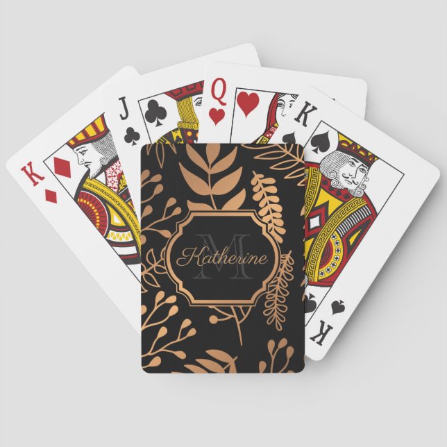 Golden Floral Pattern Playing Cards (Back)