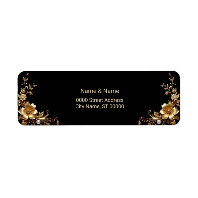 Golden Floral Return Address Label (Devant)