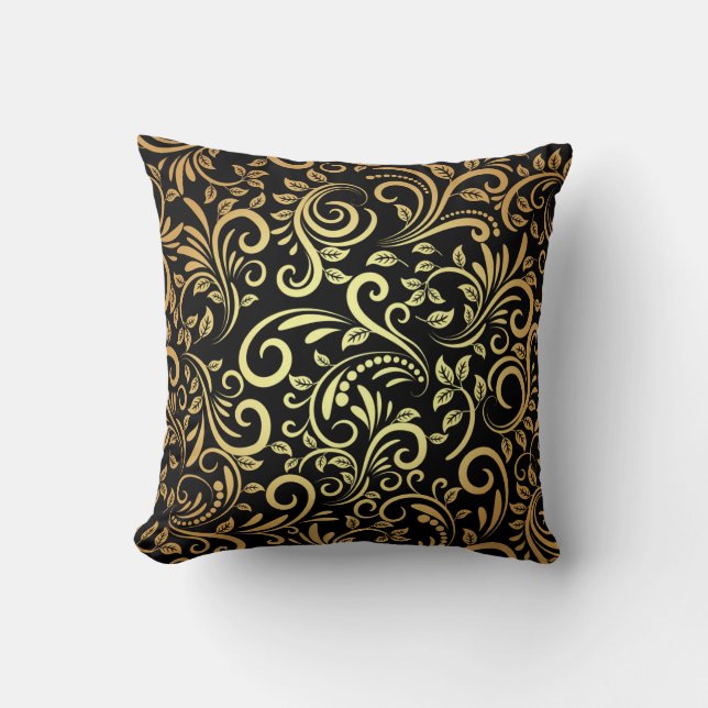 golden floral  throw pillow (Front)