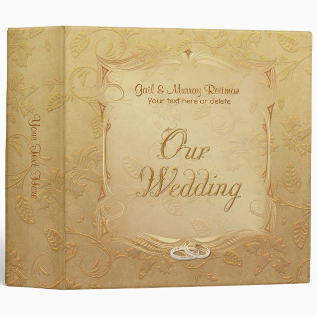 Golden Floral Wedding Album Binder (Front/Spine)