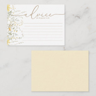 Golden Floral Wildflower Baby Shower Advice Card