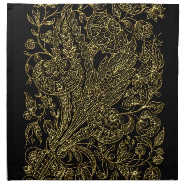 golden florals inlay style napkin (Front)