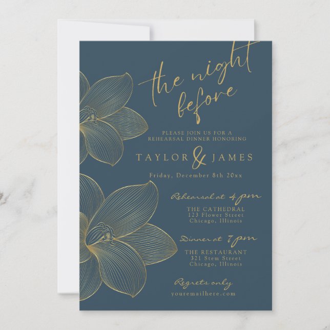 Golden florals Invitation (Front)