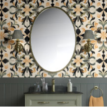 Golden Flourish - Gold, Black, Sage - Traditional