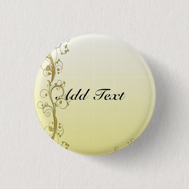 Golden Flourish Template, Customizable 1 Inch Round Button (Front)