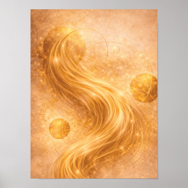 Golden Flow Abstract Wall Art – Luxury Gold Energy (Front)