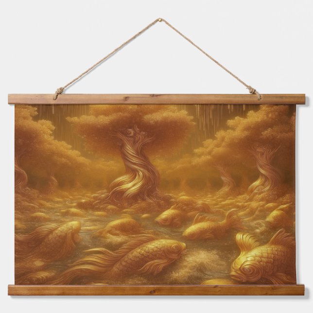 Golden Flow  Hanging Tapestry (Front)