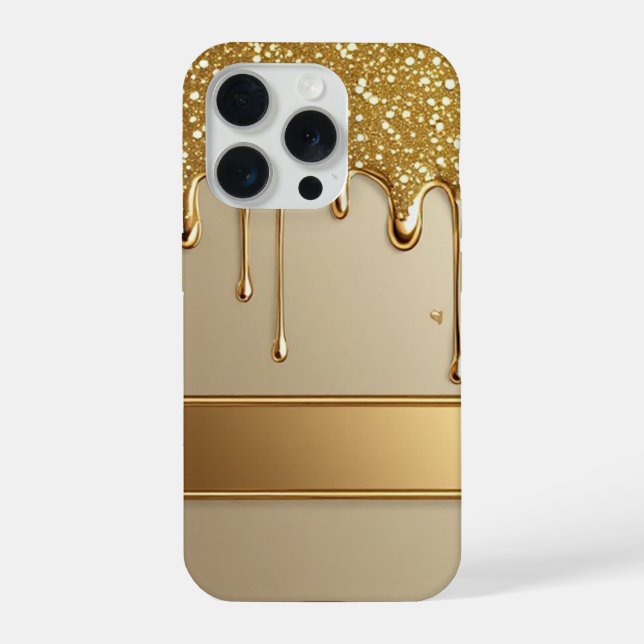 ✨ Golden Flow Luxe Glitter Frame Dripping 💎🌟 iPhone Case (Back)