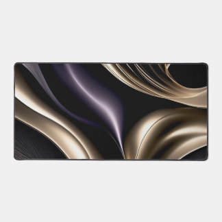 Golden Flow - Luxurious Black and Gold Abstract Desk Mat