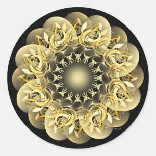Golden Flower Classic Round Sticker