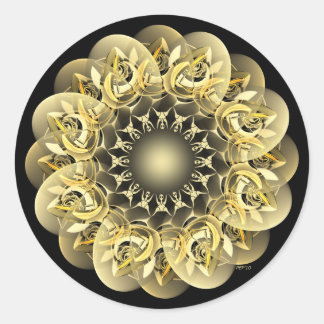 Golden Flower Classic Round Sticker