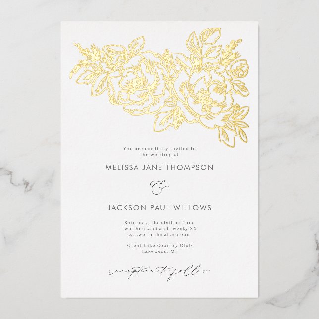 Golden flower corner elegant wedding design (Front)