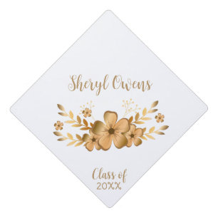 Golden Flower High School College Graduation Cap Topper
