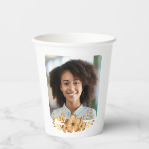Golden Flower High School College Graduation Sign Paper Cups
