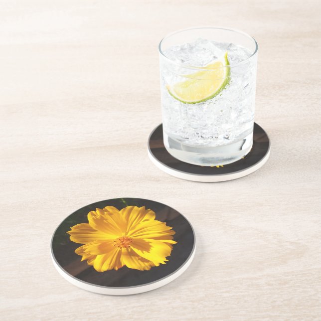 Golden Flower Macro Photography  Coaster (Side)