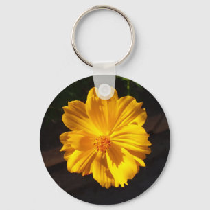 Golden Flower Macro Photography Keychain