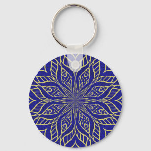 Golden Flower Mandala Keychain