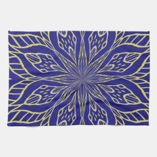 Golden Flower Mandala Kitchen Towel