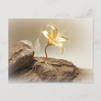 Golden flower on a stone postcard