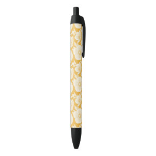 Golden Flower Pattern Black Ink Pen