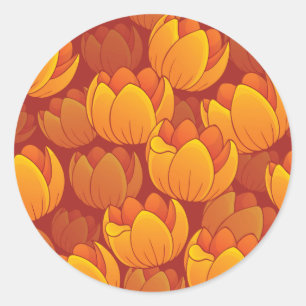 Golden Flower Pattern Classic Round Sticker