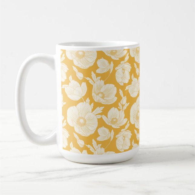 Golden Flower Pattern Coffee Mug (Left)