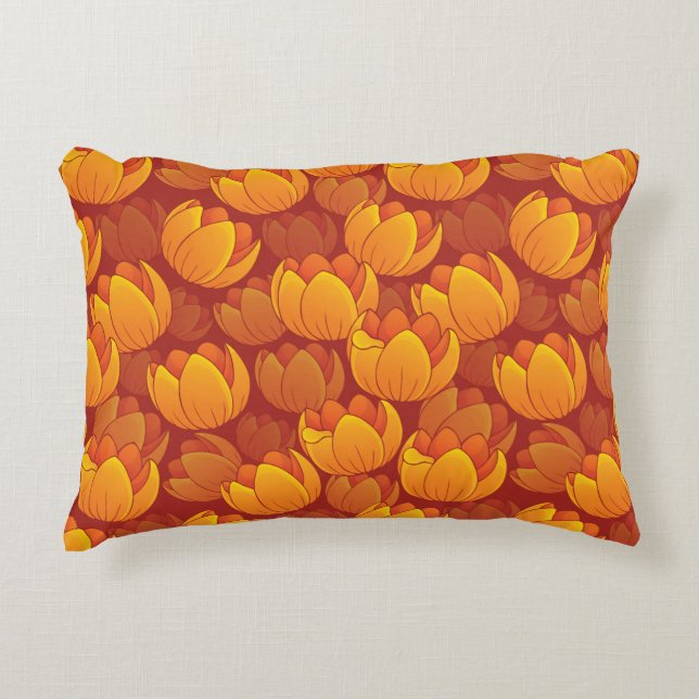 Golden Flower Pattern Decorative Pillow (Front)