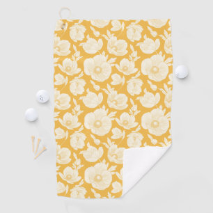 Golden Flower Pattern Golf Towel