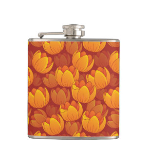 Golden Flower Pattern Hip Flask