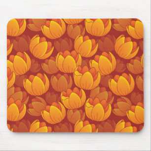 Golden Flower Pattern Mouse Pad