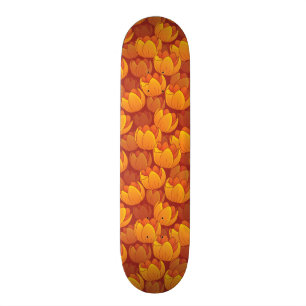 Golden Flower Pattern Skateboard