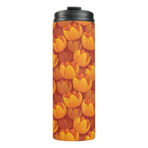 Golden Flower Pattern Thermal Tumbler