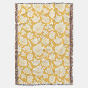 Golden Flower Pattern Throw Blanket