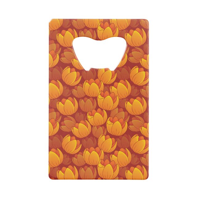 Golden Flower Pattern Wallet Bottle Opener (Front)