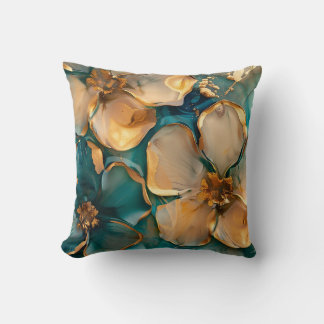 Golden Flower Throw Pillow